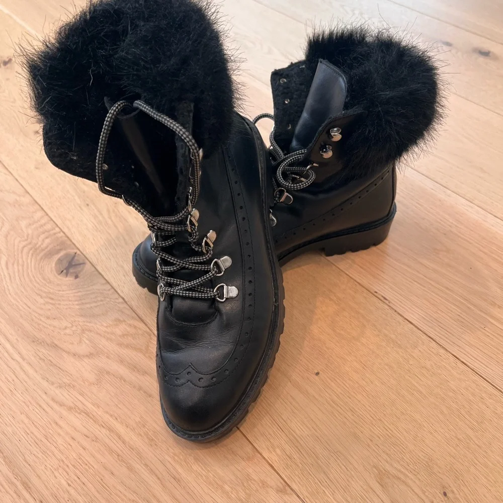 Charles David Raider Faux Fur Combat Boots - Picture 7 of 13